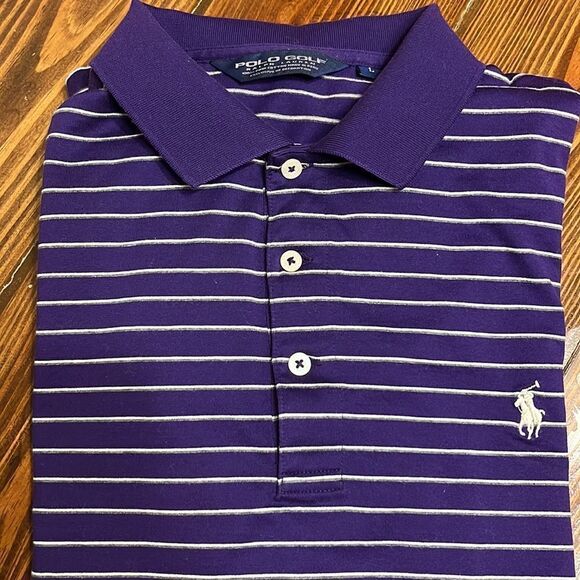 Polo Ralph Lauren POLO Golf ⛳️ Polo, Purple w/gray and white pin stripe - Picture 6 of 6